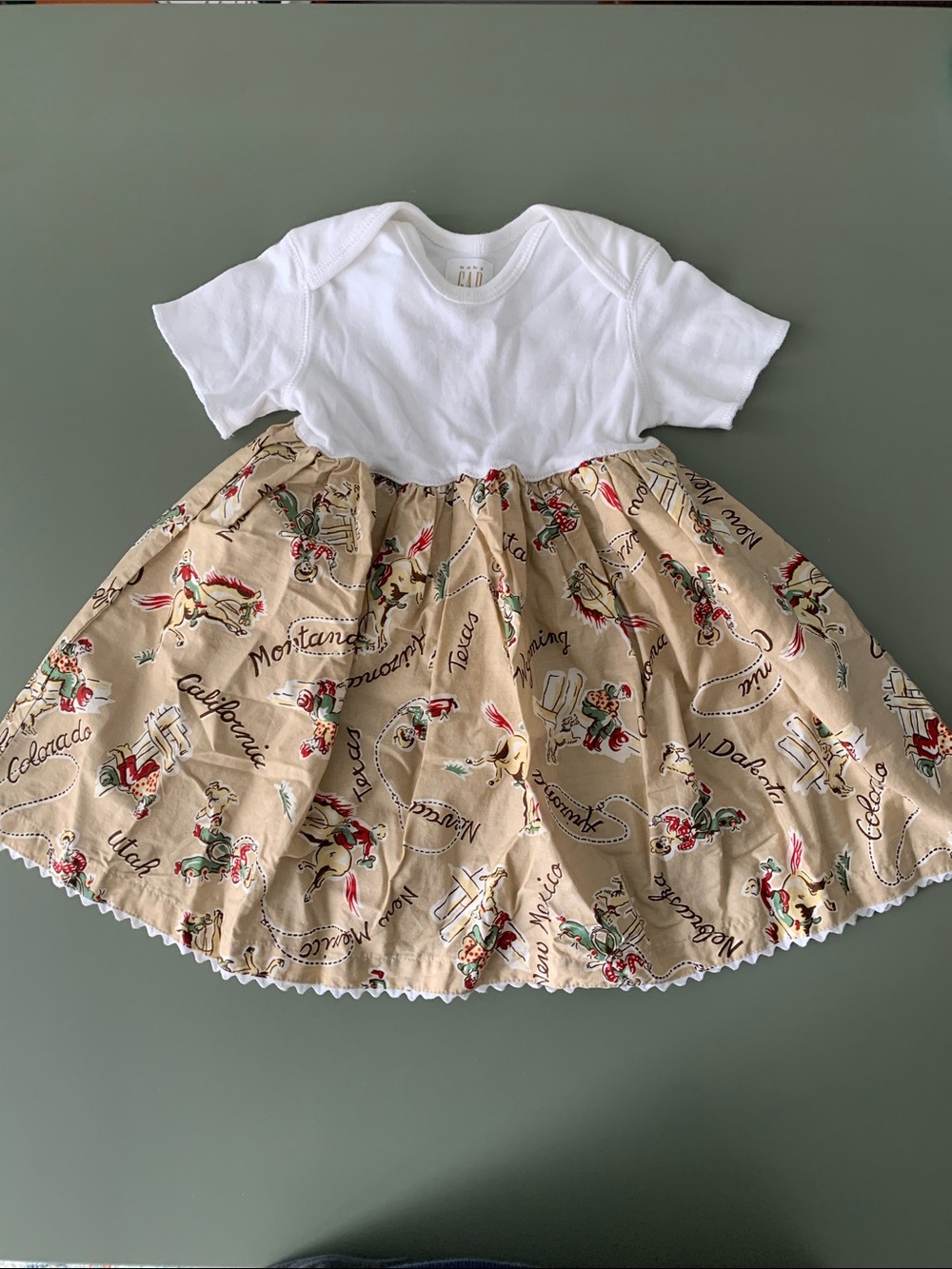 GAP Baby White Tank Top with bottom half printed skirt